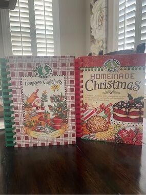 Two Gooseberry Patch Homemade Christmas Cookbook Duo - Red & Green